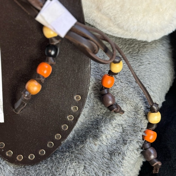 NWT Zara Woman BEADED LACE UP LEATHER SANDALS Shoes Size 8 - Picture 13 of 13